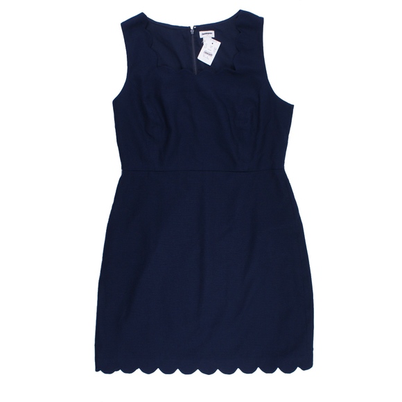 New JCREW Navy Basketweave scallop-edge dress - Picture 4 of 6